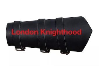 Black Vambrace Gauntlet Cuff Genuine Leather Wristband Steampunk Re-enactment Arm Guard