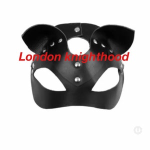 Genuine Leather Cat Kitten Eye Half Face Bondage Costume Cosplay Party Mask