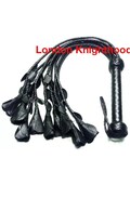 Black Handmade Genuine Real Leather Cat-O-Nine Tails Flogger Roses & Petals Whip