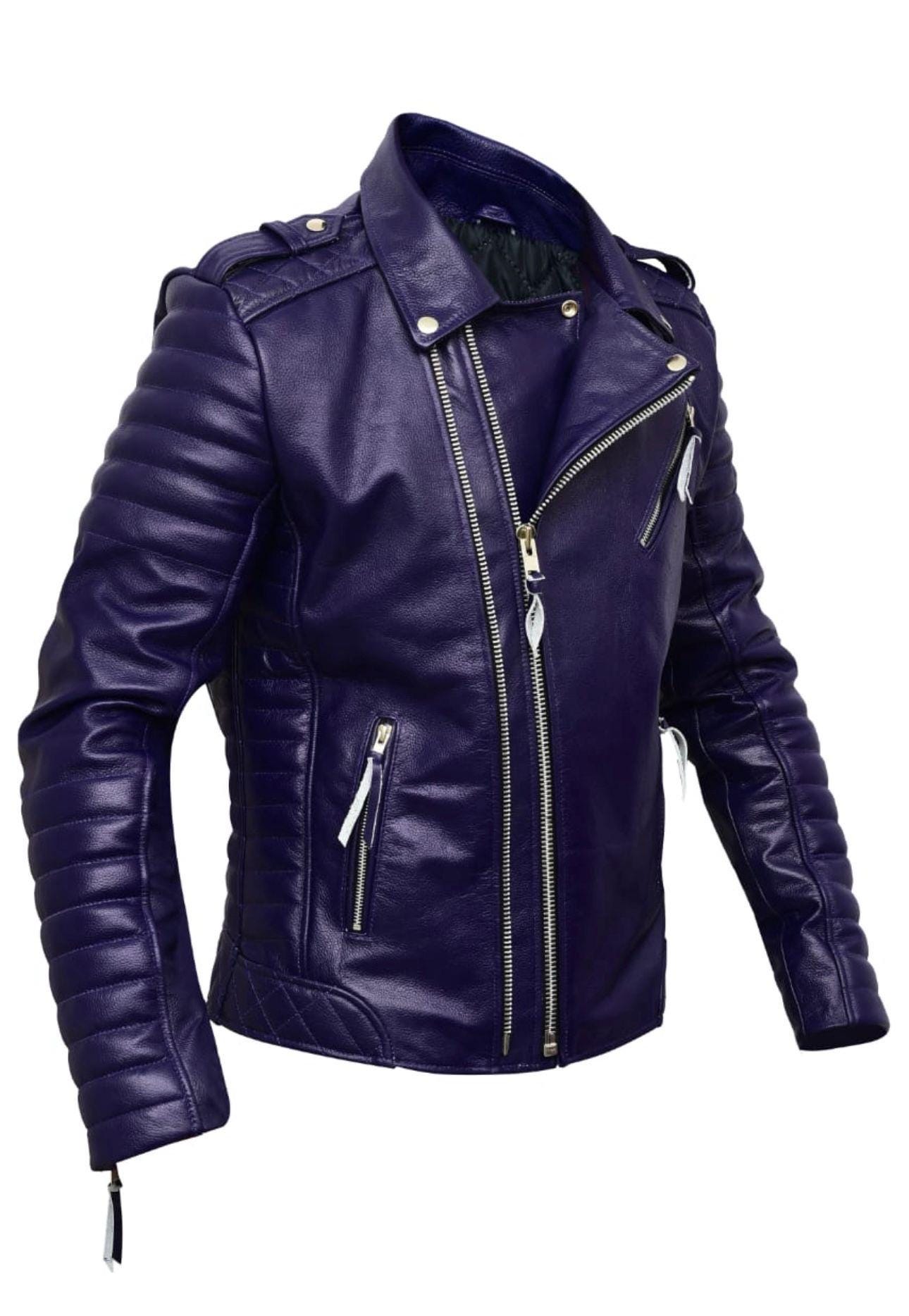 Purple Leather Jacket Womens