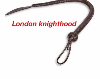 Látigo de piel de vaca auténtica de 3 pies de largo con cola de dragón