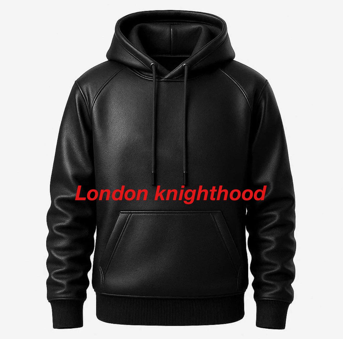 Men's Genuine Premium Luxury Leather Handmade Hoodie Black Green Blue Red
