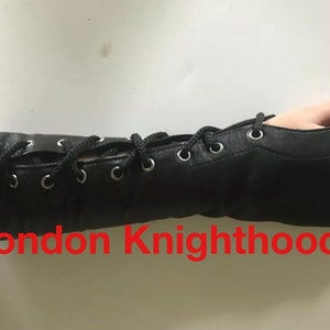 Women fingerless lace arm steampunk gothic Genuine Leather gloves glove (1 pair)