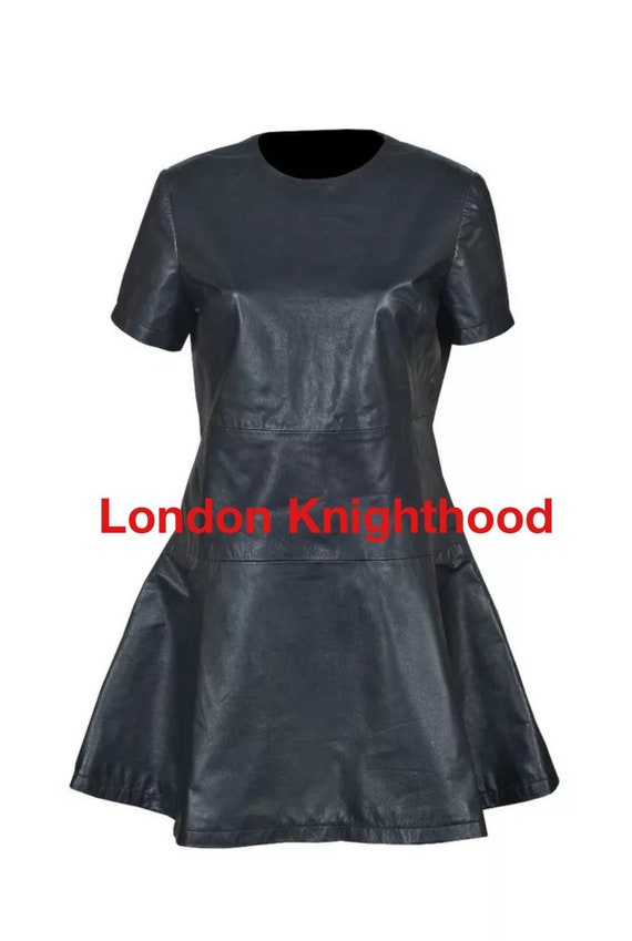 Black Real Leather Ladies Women Party Skater Casual Genuine Leather Dress - Etsy Black Real Leather Ladies Women Party Skater Casual Genuine Leather Dress - Etsy