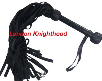 Genuine Real Cowhide Leather Black Handmade Thick Tails flogger Whip