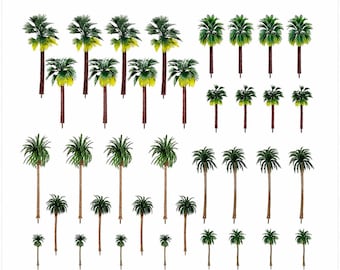 19pcs Miniature Palm Tree Mixed Sizes 7-15cm for Diorama Railway Layout Tropical Model Landscape