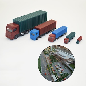 5 pcs Miniature Container Truck Vehicle 1:100-500 Transport Lorry Car Model Toy Landscape Building Scenery Accessories Diorama Supplies