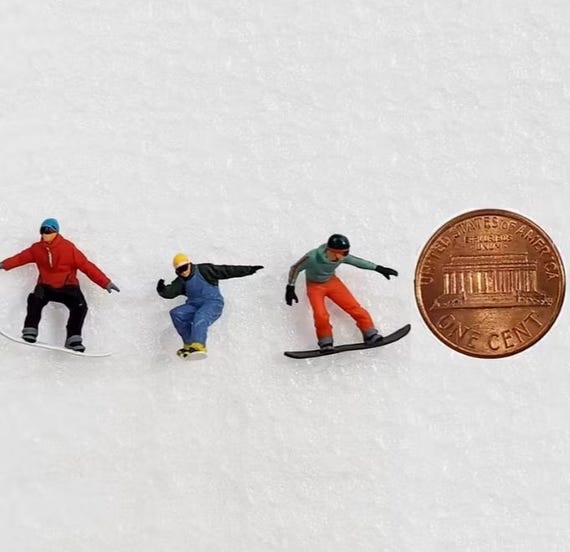 ミニチュアスキーヤー＆スノーボーダーフィギュア HOスケール 1:87