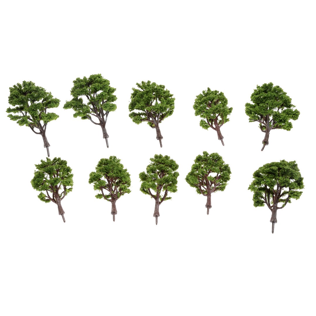 Lot de 10 arbres miniatures de 15 cm - Mini diorama - Train miniature - Paysage ferroviaire - Architecture