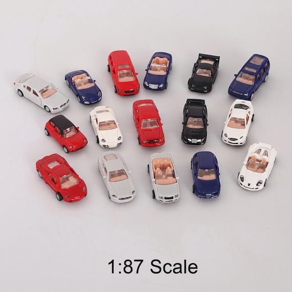 16pcs Miniature Cars 1:87 HO Scale Model Vehicles for Train Layout Diorama Scenery