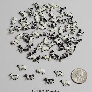 60 miniaturas de vacas lecheras, escala N 1:150, animales de granja, suministros para dioramas.