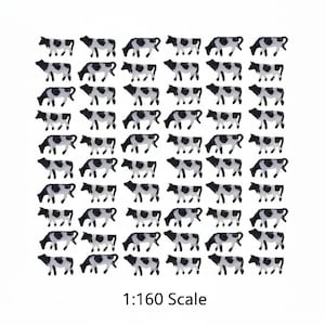 60pcs Miniature Dairy Cows, N Scale 1:160 Farm Animals, Model Railway Diorama Supplies