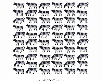 60pcs Miniature Dairy Cows, N Scale 1:160 Farm Animals, Model Railway Diorama Supplies