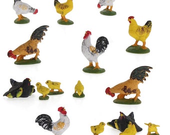 16 pcs Miniature Chicken Chick Animal 1:43 Figures O Scale Models Toys Landscape Garden Scenery Layout Scene Accessories Diorama Supplies