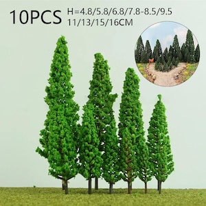 10 pezzi 4,8-16 cm Pino in miniatura misto 1:100 Modelli Treni Accessori ferroviari Giardino delle fate Paesaggio Terrario Diorama Forniture artigianali