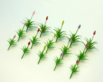 20pcs Miniature Flower Grass Tufts Mixed Colors Diorama Plants for Railway Layout, Model Garden