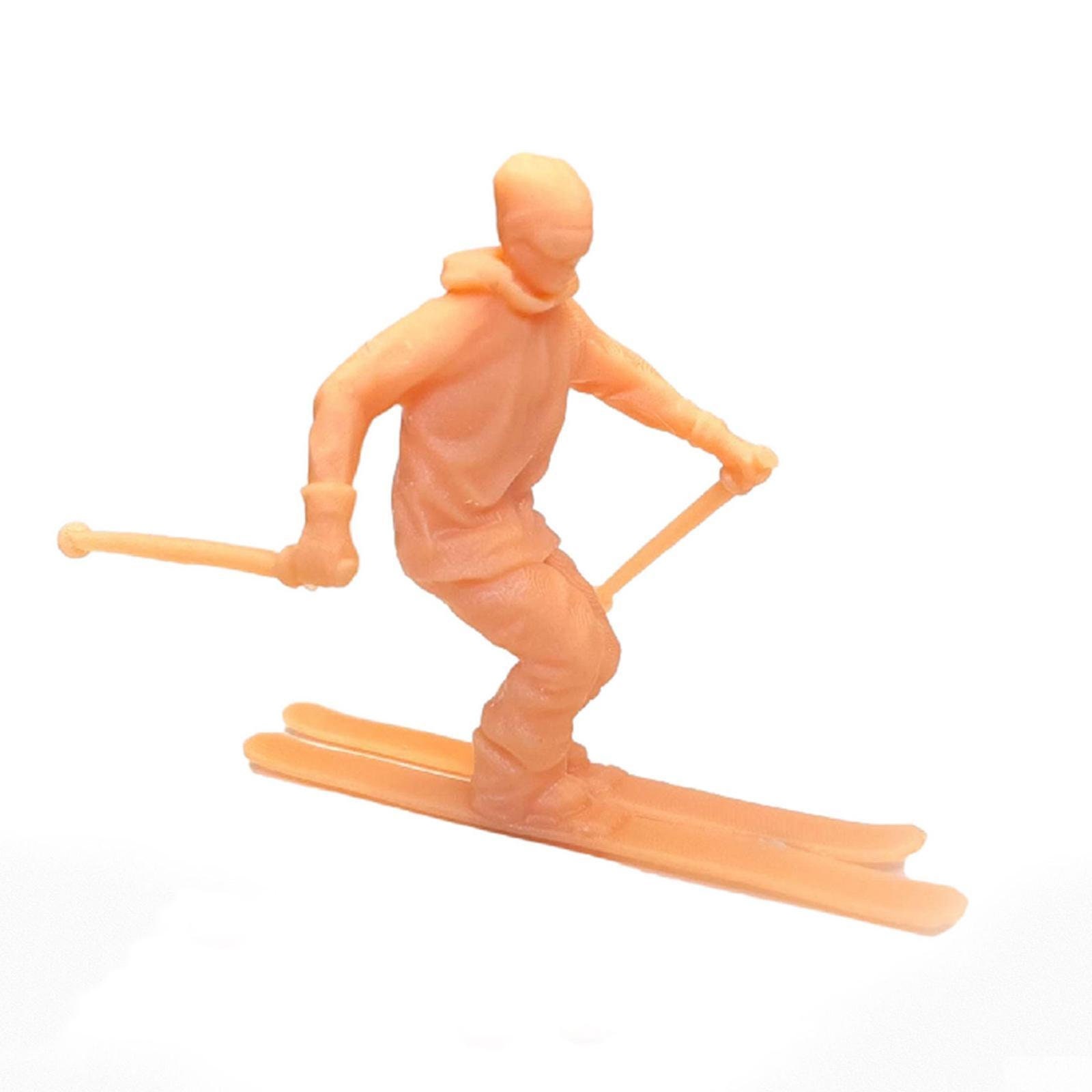 1:64 Scale Miniature Model Skiing Figures Mini People Model for Layout  Decor