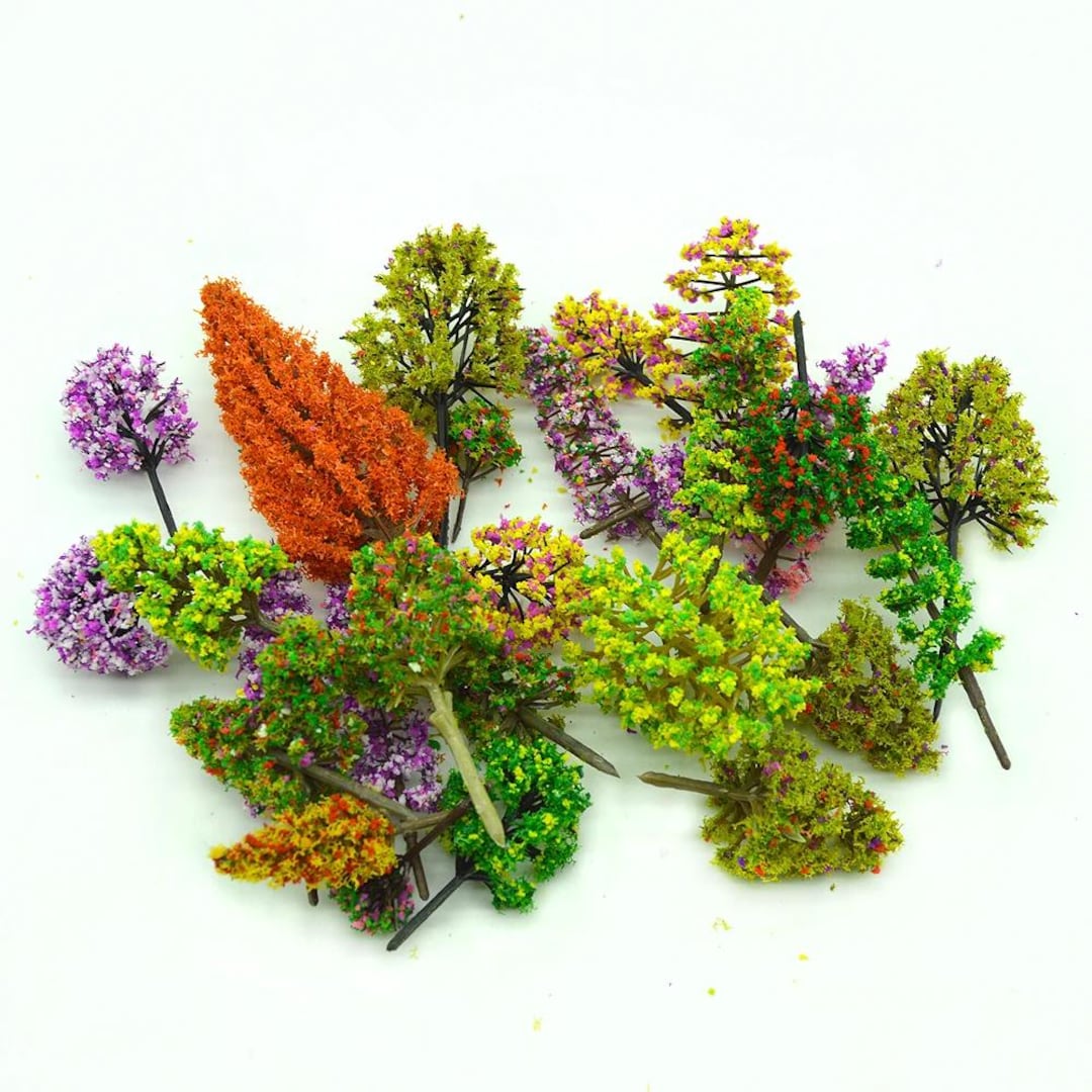 30個 ミックス ミニチュア カラフル ツリー モデル HOスケール サンド