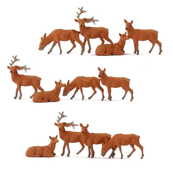 12 pcs Miniature Deer Animal 1:87 Figures HO Scale Models Toys Landscape Garden Scenery Layout Scene Accessories Diorama Supplies