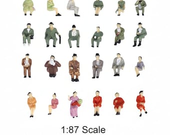 24pcs Miniature Seated People Figures HO Scale 1:87, Model Railways Dioramas Supplies
