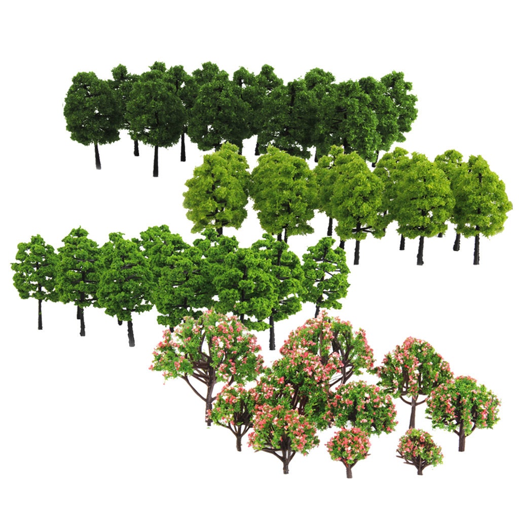 70pcs Miniature Tree Models Set HO/TT/Z Scale Forest Scenery for Model ...