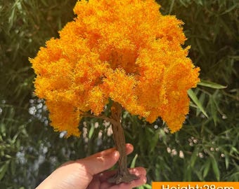 Miniature Wire Tree Model: Yellow-Orange G Scale Diorama Scenery (28/40cm)