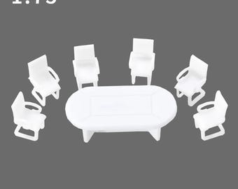 Miniature Conference Table & Chair Set, 1:75 Scale Model Diorama Supplies