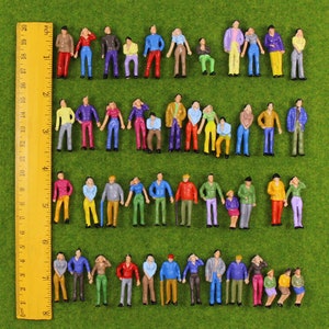 50 pcs Miniature Standing Sitting People Passenger 1:50 Figures O Scale Models Train Railway Scene Landscape Accessories Diorama Supplies