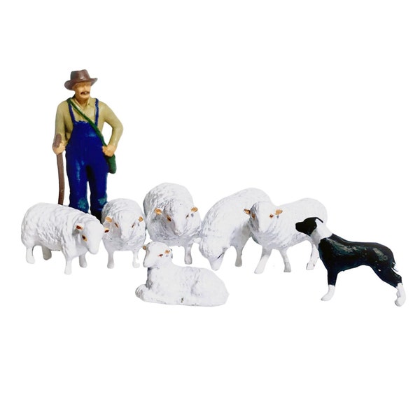 Miniature Shepherd Sheep Dog Farm Animal Figures 1:64 Scale Models Toys Landscape Garden Layout Scene Accessories Diorama Supplies