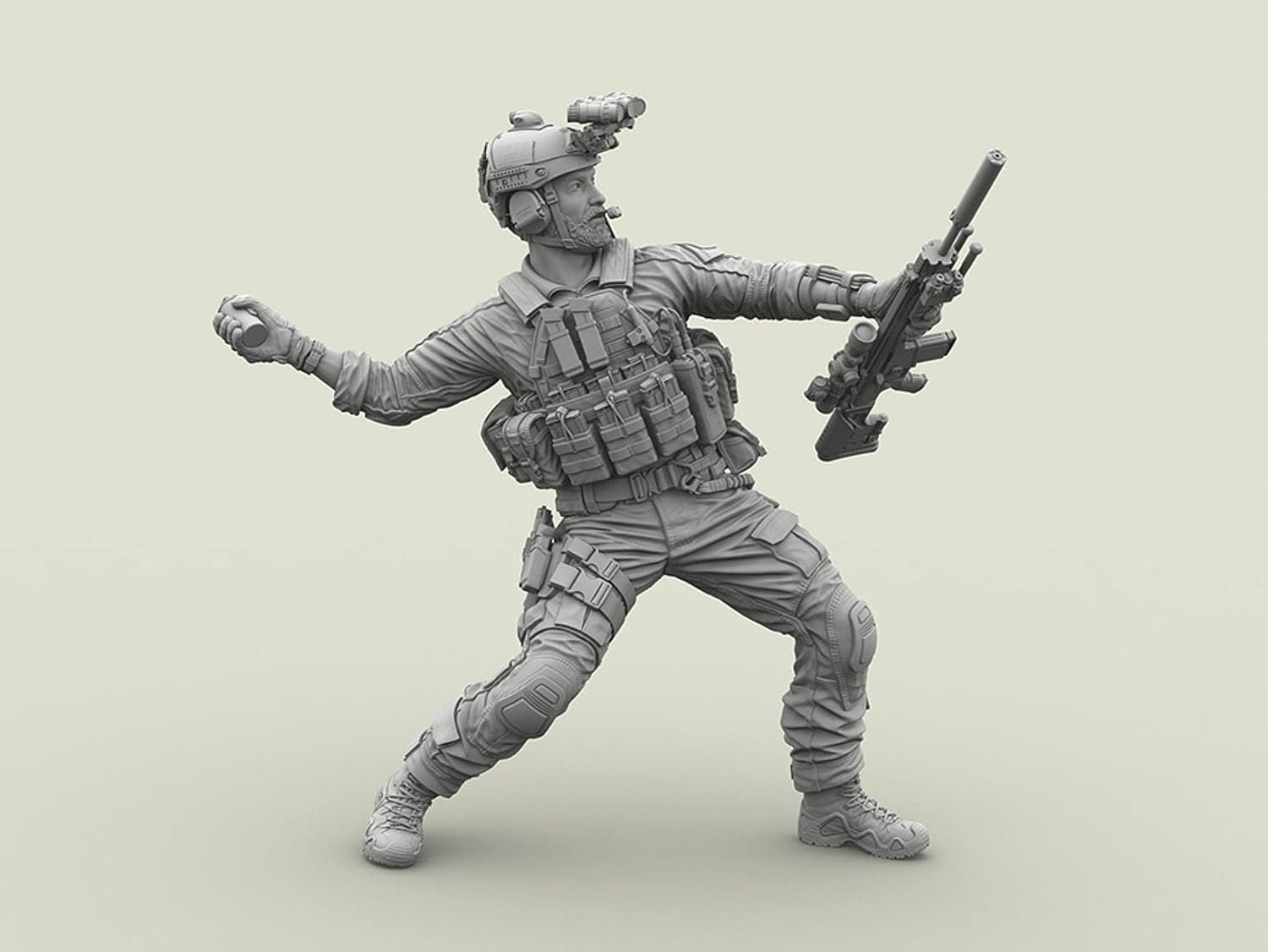 U.S. NAVY SEAL SCAR Mk.20 Sniper Soldier Throwing M18 U.S. NAVY SEAL SCAR Mk.20 Sniper Soldier Throwing M18