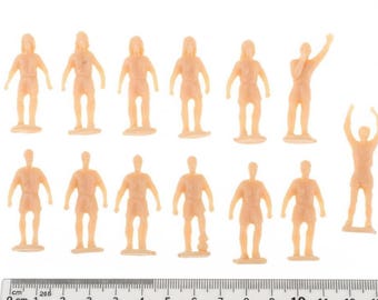 12pcs Unpainted Miniature Soccer Players, 1:87 HO Scale Diorama Figures
