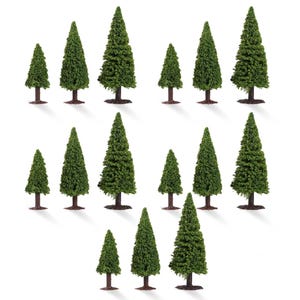 15 pezzi misti in miniatura modello di albero di pino treno ferroviario scena accessori foresta paesaggio terrario natale diorama forniture artigianali