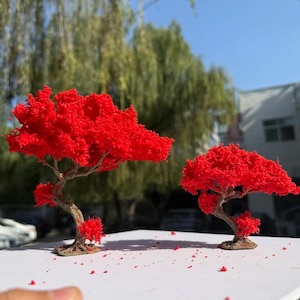 Miniature Red Maple Bonsai Tree, Wire Model, 10/15cm, Diorama Supply