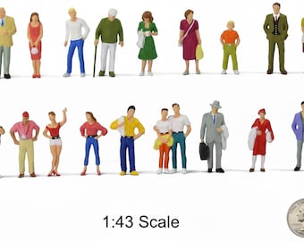 30 figuras en miniatura de personas a escala 1:43, figuras de pie a escala O, suministros para dioramas de maquetas de ferrocarril.