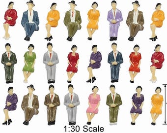 24pcs Miniature Seated People 1:30 G Scale Model Railway Figures Diorama Layout Supplies