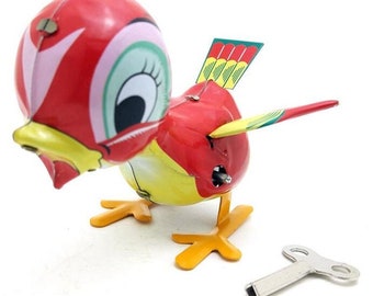 MS656 Vintage Jumping Little Duck Animal Retro Clockwork Wind Up Tin Toy Collectible