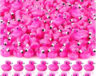 100pcs Mini Pink Flamingo Figurines: Resin Craft Supply for DIY Projects