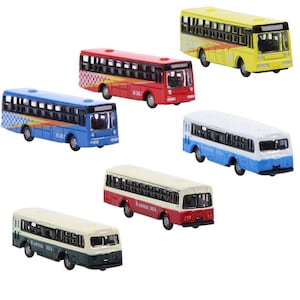 6 pcs Miniature Bus 1:160 Vehicle N Scale Models Landscape Building Scenery Train Railway Layout Scene Accessories Diorama Supplies