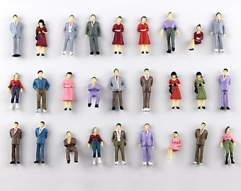 20 Pcs Miniature Train Passenger Standing Sitting People Painted Figures 1:50 Scale Models Layout Scence Accessories Diorama Supplies