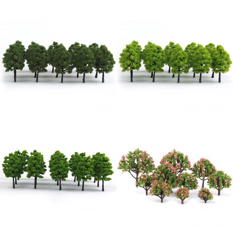 70pcs Miniature Tree Models Set HO/TT/Z Scale Forest Scenery for Model ...