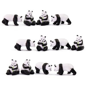 12 pcs Miniature Giant Panda Wild Animal 1:87 Figures HO Scale Models Landscape Garden Scenery Layout Scene Accessories Diorama Supplies