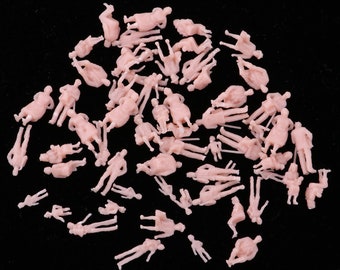 60pcs Unpainted Miniature People Figures, HO Scale 1:87, Model Railway Diorama Supplies
