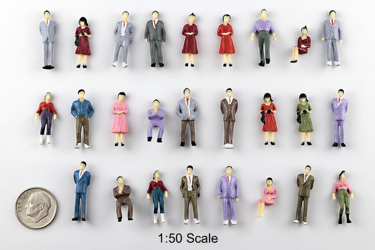 Lot de 50 figurines en plastique assises à l'échelle 1:32, figurines mixtes pour hommes et femmes, figurines architecturales décoratives Lot de 50 figurines en plastique assises à l'échelle 1:32, figurines mixtes pour hommes et femmes, figurines architecturales décoratives