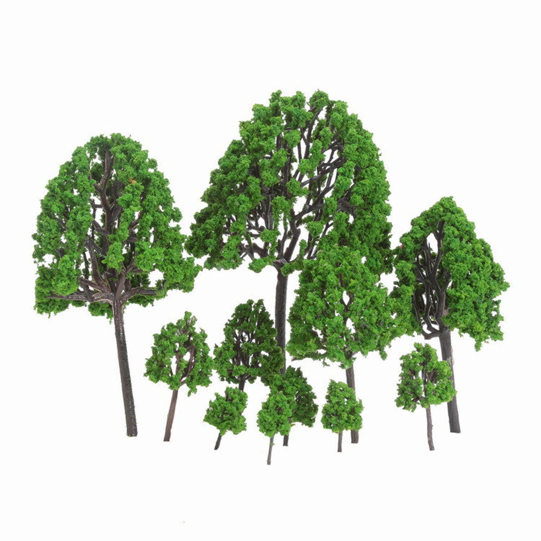 11pcs Miniature Green Model Trees: O Scale Diorama, Railway, Fairy ...