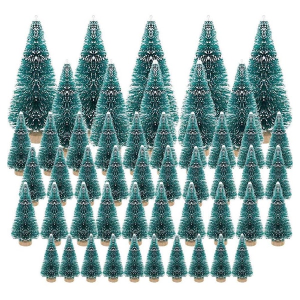 50 pcs Mixed Miniature Snowy Green Christmas Tree Models Railway Accessories Forest Fairy Garden Landscape Terrarium Diorama Craft Supplies