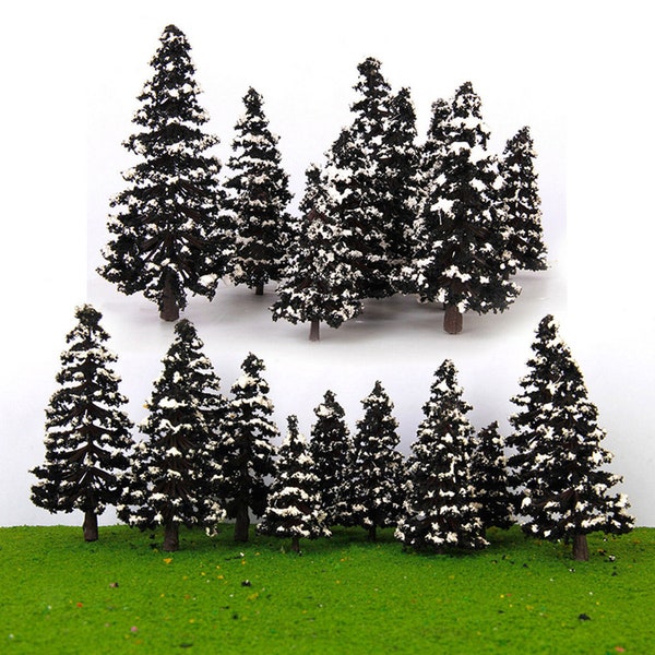 30 pcs Miniature Snow Cedar Trees Models Train Railway Accessories Forest Fairy Garden Landscape Terrarium Diorama Craft Supplies