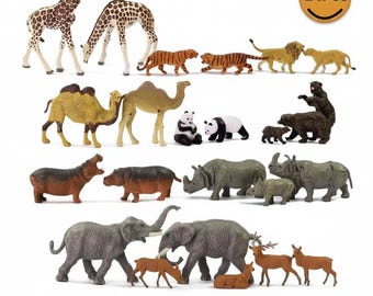 24pcs Mixed Miniature Animal Figurines, 1:87 Scale, Scenery Craft Supplies