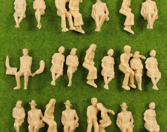 30 pcs Miniature Sitting Seated Passenger People 1:25 Unpainted Figure G Scale Model Railway Scenery Layout Accessories Diorama Supplies