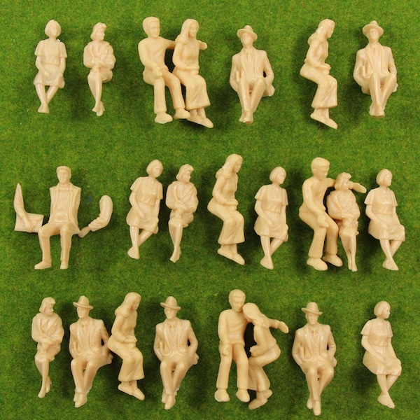 30 pcs Miniature Assis Passager Assis Personnes 1:25 Non Peint Figure G Échelle Modèle Chemin De Fer Paysage Disposition Accessoires Diorama Fournitures