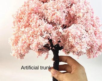 Miniatyr rosa körsbärsblomsträd modell av trådstam 10-28 cm DIY Feträdgård, Dockhus